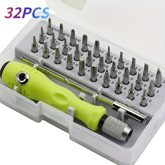 Kit de tournevis de précision 32-en-1 - Tournevis magnétiques compacts cruciformes et plats pour la réparation de véhicules, de meubles, d'appareils mobiles, d'appareils photo et de petits équipements