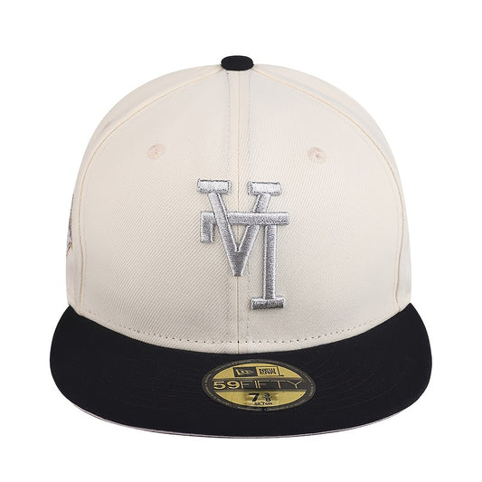 Special Approval Brand - Please Check the Horizontal Float - A New Era White and Black Color Block Flat Brim Baseball Cap with Reverse LA Embroidery, Hard Top Snapback, Fashionable, Trendy, Sporty Casual, Unisex, Couple Style