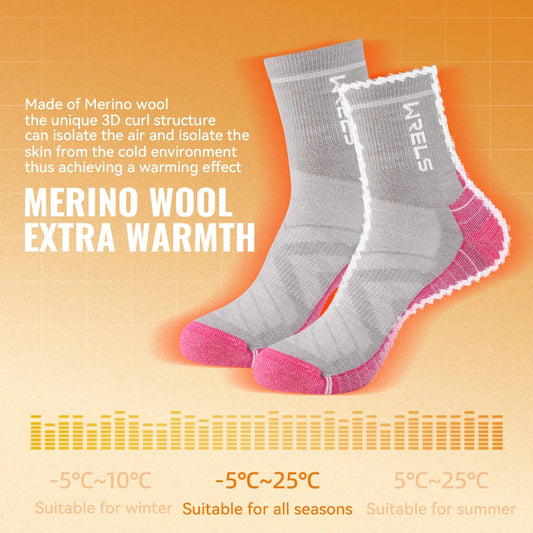 WRELS 1/2/3pairs Merino Wool Socks Thermal Warm Winter High Elastic Thick Hiking Socks Moisture Absorption Wool Sports Socks
