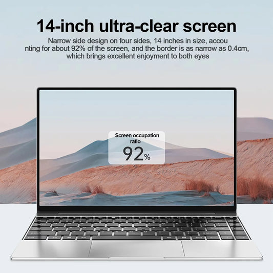 Neuer ultradünner Laptop 14,1" 16GB RAM 2TB SSD Intel N3700 Gaming PC 1920*1080 Display Büro Lerncomputer PC Windows 11 Pro