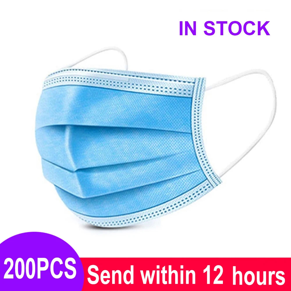 Mouth Masks 3-layer Anti-Dust Disposable Mascarillas Non Woven Meltblown Cloth Masks Elastic Ear Loop Face Mask