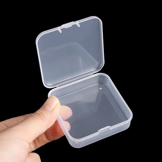 Quadratische runde Plastik transparente Aufbewahrungsbox Kleine Gegenstände Kleinteile Organizer Etui Schmuck Perlenbehälter Box Werkzeuge Zubehör