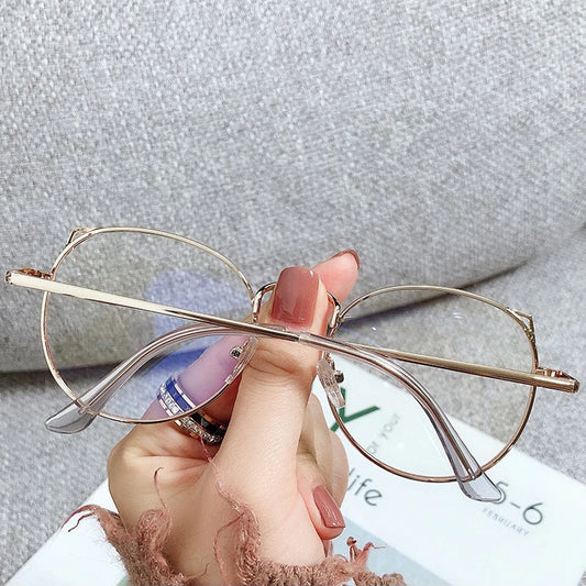 2022 Trends Women Office Anti Blue Light Oversized Computer Glasses Cat Eye Female Blue Blocking Big Size Eyeglasses Alloy Frame