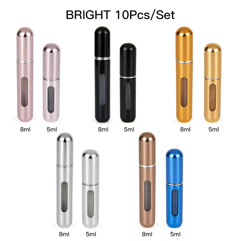 Flacon de parfum en set 8ml 5ml Bouteille rechargeable avec pompe de pulvérisation Conteneurs cosmétiques vides Atomiseur de voyage Livraison gratuite
