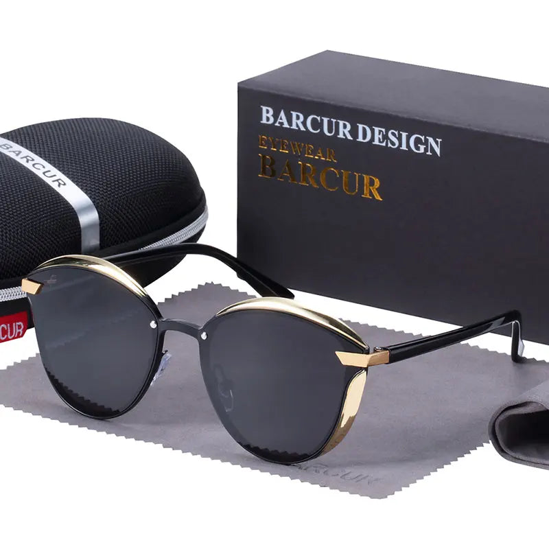 BARCUR Fashion Polarisierte Damen-Sonnenbrille Rundes Sonnenglas Damen Lunette De Soleil Femme