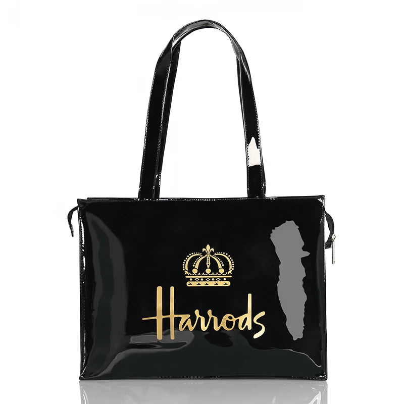 Horizontal Edition PVC Reusable Shopping Bag Eco-friendly London Lady Shopper Bag Large Capacity Waterproof Handbag Shoulder Bag