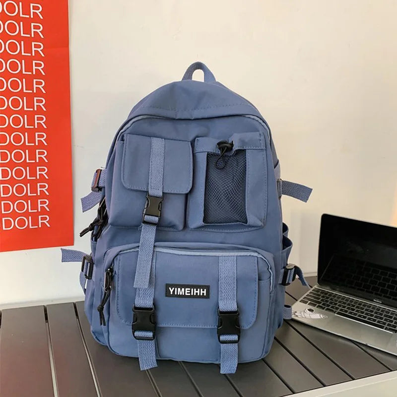 Mehrere Taschen Rucksack Herren Segeltuch Schnalle Designer Tasche Teenager Laptop Rucksäcke Studenten College Schultaschen Für Frauen