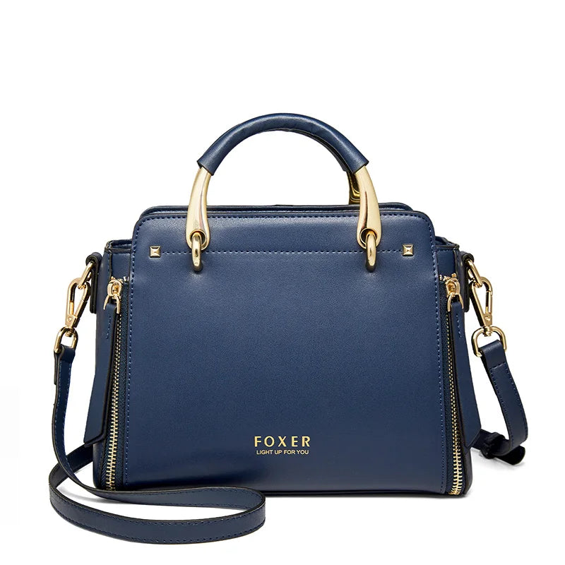 FOXER Spaltleder Damen Umhängetasche Elegante Handtasche 2026 Neue Große Damen Tragetasche Luxuriöse Designer Umhängetasche
