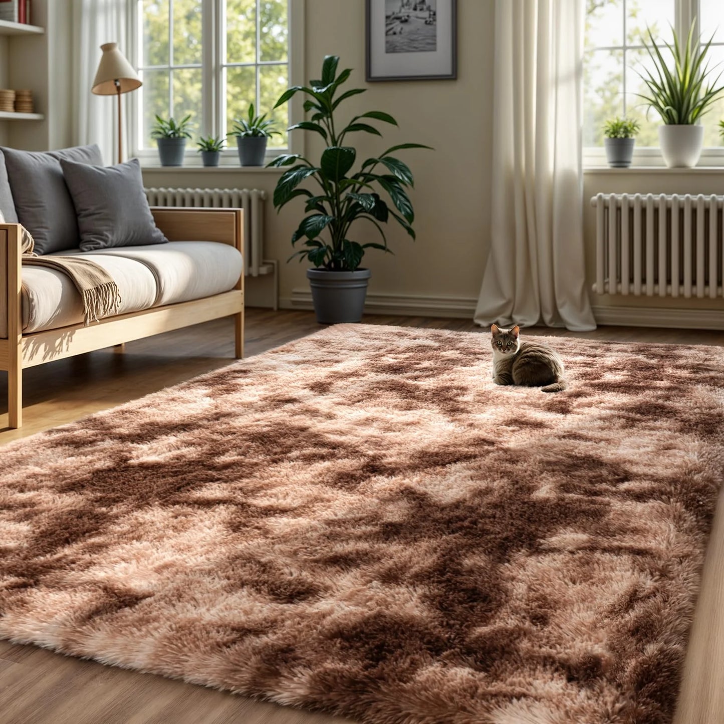 VIKAMA Teppich im minimalistischen Stil für Wohnzimmer, flauschiger und rutschfester Teppich für Kinderzimmer, Badezimmerteppich, Heimdekoration