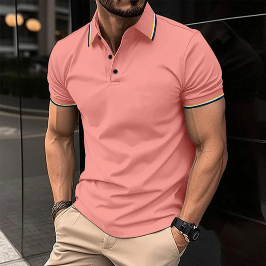 2025 Hot Sale Men's Summer Casual Breathable Comfortable Polo Shirt Men's Solid Color High Quality Short Sleeve T-Shirt