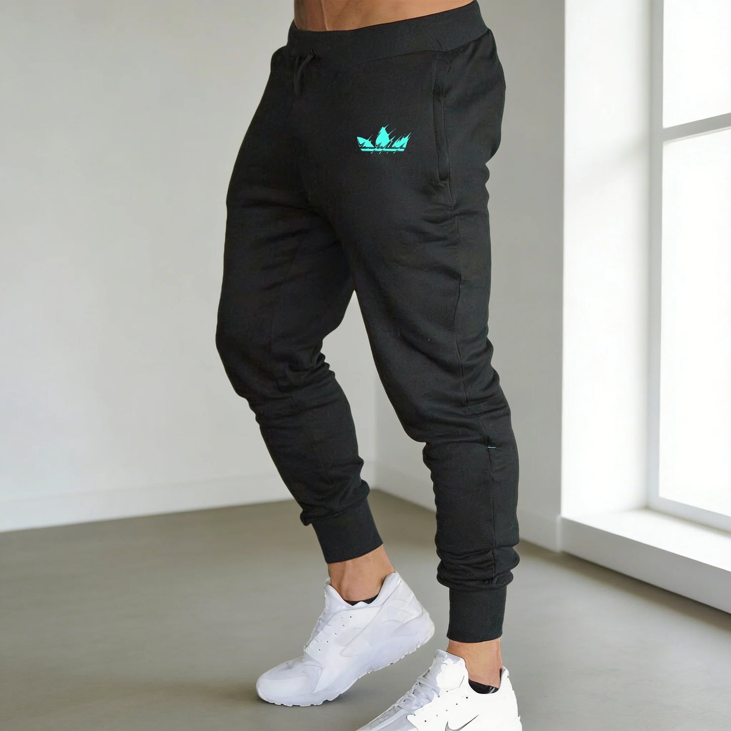Herren Boyfriend Laufhose Blaue Flammenprint Baggy Hose neutrale, atmungsaktive Baggy Outdoorhose Mode Design Jogginghose