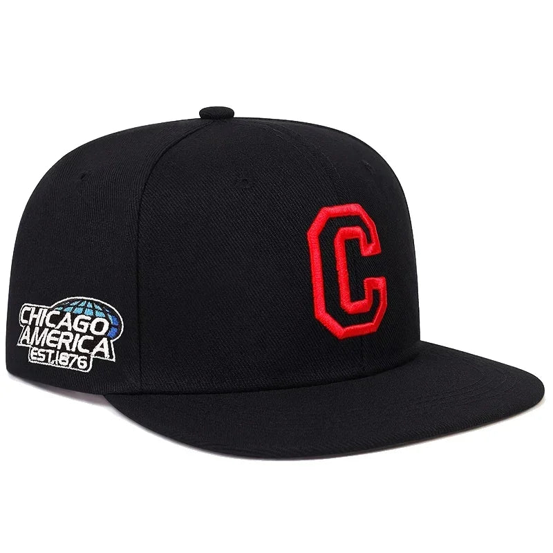 Unisex C-Buchstabenstickerei Seite CHICAGO Hip-Hop Hüte Frühling Herbst Outdoor Verstellbare Casual Baseball Caps Sonnenhut