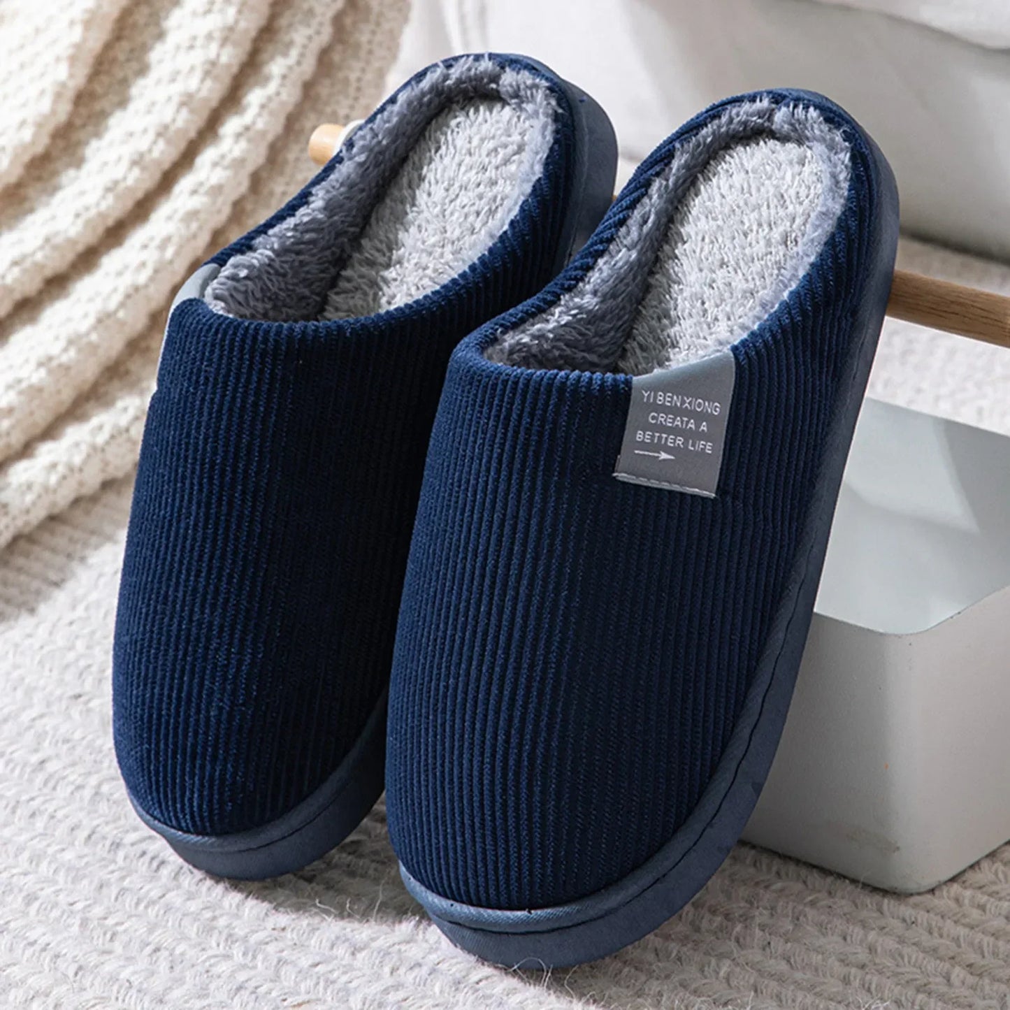NEU Damen Herren Lässige Dicke Weiche Sohle Hausschuhe Haushalt Plüsch Hausschuhe Rutschfeste Thermo-Hausschuhe Indoor Winter Flats