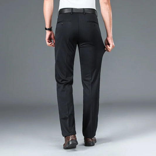 Men's Big Tall Classic Dress Pants High Elasticity Wrinkle Resistant Elegant Casual Straight Leg Business Daily Trousers