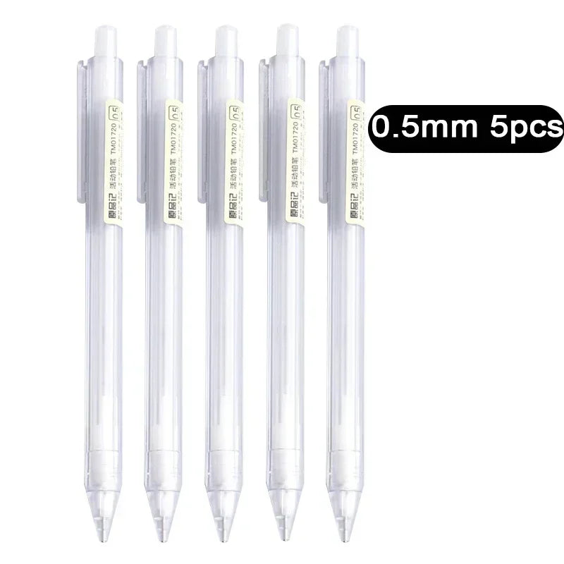 5 Stk./Set Druckbleistift Weiß Schlichter Automatischer Stift 0.5/0.7mm für Schüler Schulbedarf Bürobedarf Schreibwaren