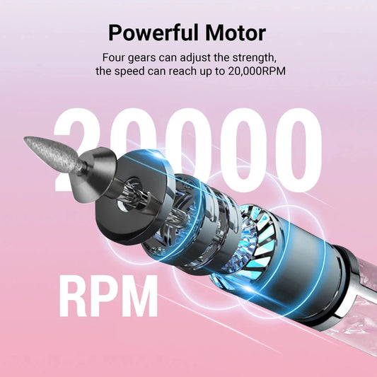 YIKOOLIN Portable Electric Nail Drill Set 4 Speeds Professional Manicure Pedicure Kit for Nail Salon Exfoliation And Polishing