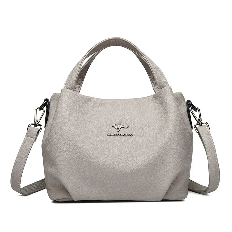 Damen Handtaschen aus weichem Leder Luxus Designer Handtasche Einfarbig Damen Schulter Umhängetasche und Geldbörse Pendler-Tasche