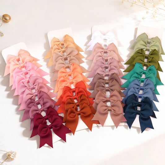 10/20Pcs/Set Cute Solid Ribbon Bows Hair Clips for Baby Girls Kids Fashionable Hairpin Headwear Children's Hair Accessories