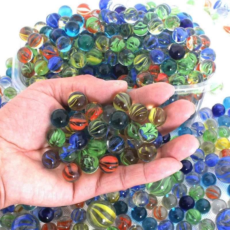 50pcs 14MM Cat Eye Petal Glass Marble Catapult Marble Colored Pattern Glass Beads Transparent Marble Ball Children's Toy