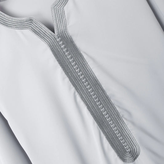 2025 Summer New jubah Muslim Men's Robe Short Sleeve Embroidered Arab Ethnic Style Men's Islamic Clothing