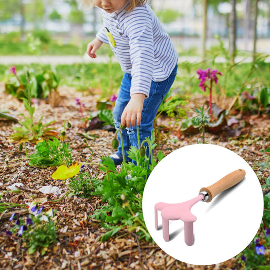 Little Gardener Tool Set Colorful Safe Tools with Wood Hand Shovel Rake Fork Set Gardening Gifts for Kids Girls