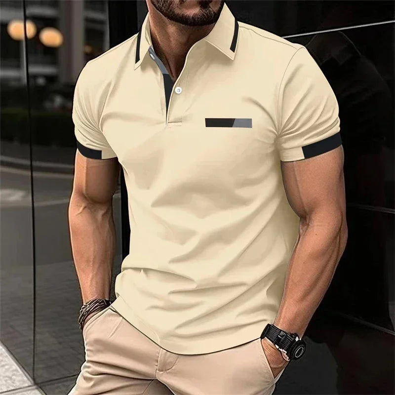 Herren Fitness Freizeit Sport T-Shirt Gym Running Sports Elastisches Kurzarm Polo Shirt Revers Top Herren Slim Fit T-Shirt