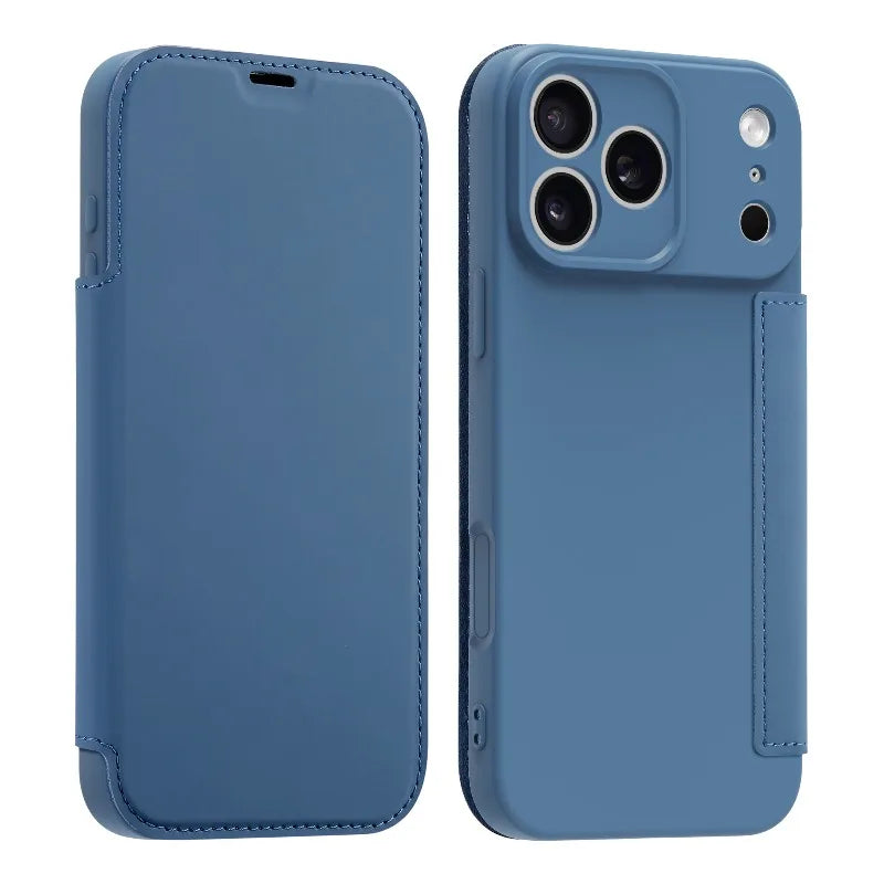 Luxus Leder Original Flüssiges Silikon Flip Wallet Kartenhülle für iPhone 17 16 15 14 11 12 13 Pro Max Air XS 8 7 Plus Weiche Hülle