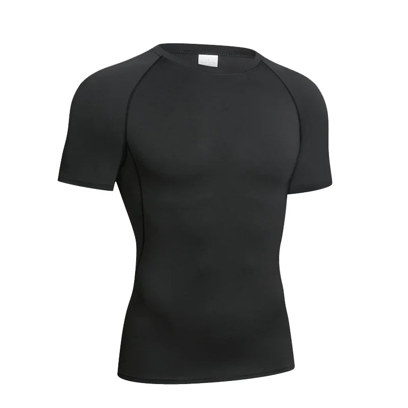 Sport T-Shirt Herren Kompressions Laufshirt Elastisches Langarm Fitness Sport-Top Gym Workout Unterhemd Sportbekleidung