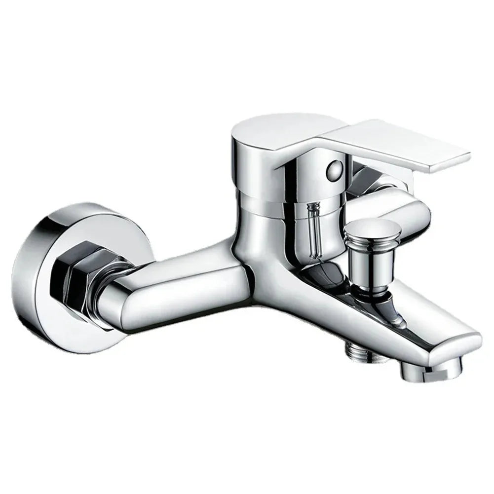 Chrom-Badezimmerarmatur Badewannenarmatur Wandmontage Kalt- und Warmwasserduscharmatur