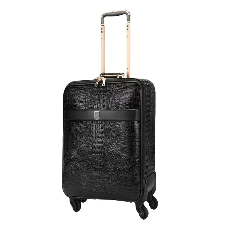 Echtes Leder Kroko-Muster Trolley-Gepäck Universalrad 16/20/24 Zoll Luxus-Reisekoffer für Damen und Herren