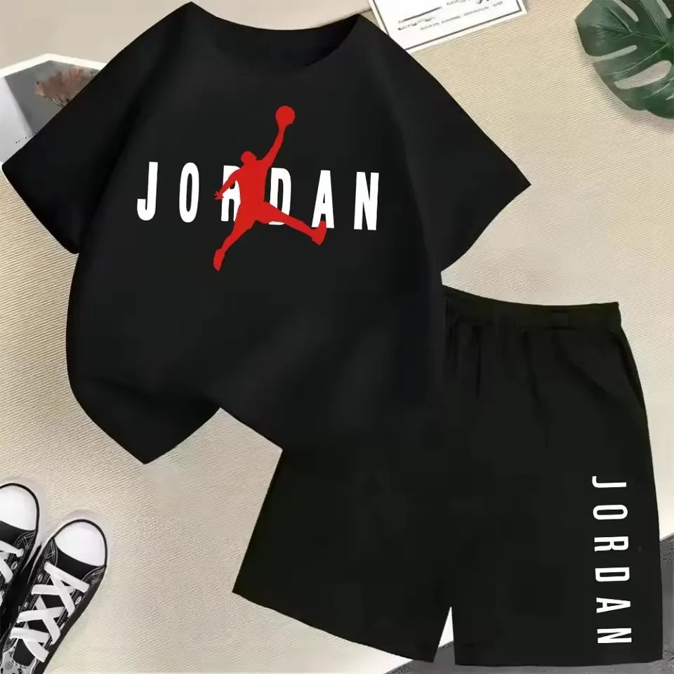 Sommer Kurzarm Kinder Set Slam Dunk Master Muster Print Sport T-Shirt + Shorts 2-teiliges Set Kinder Jungen Mädchen Mode Trainingsanzug