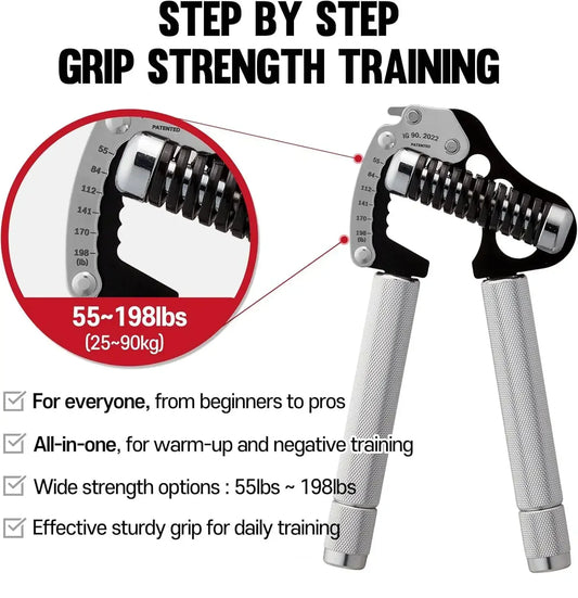 Iron Grip Adjustable Hand Gripper Strengthener Grip Strength Trainer Hand Grip Exerciser Wrist Strengtheners Silent Durable