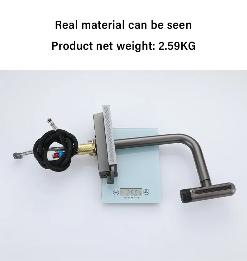 Kitchen pull-out stainless steel faucet, multi-function spout, hot and cold dual control, ceramic valve core