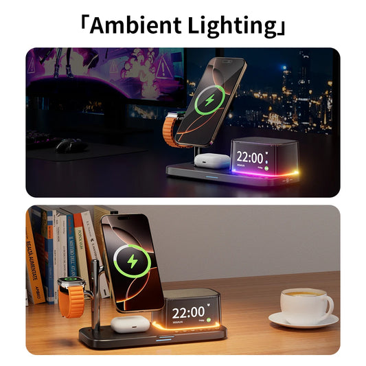 Magnetic 5 in 1 Qi2.2 25W Fast Wireless Charging Stand For Magsafe iPhone 17 16 Pro Max Apple & Galaxy Watch Galaxy S26 S25