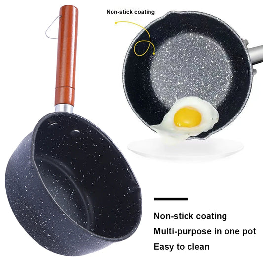 Cast Iron Hot Oil Pot Non-Stick Sauce Pan Soup Pot with Pour Spout Milk Saucepan Cooking Boiling Butter Warmer Heat Kitchen Pan