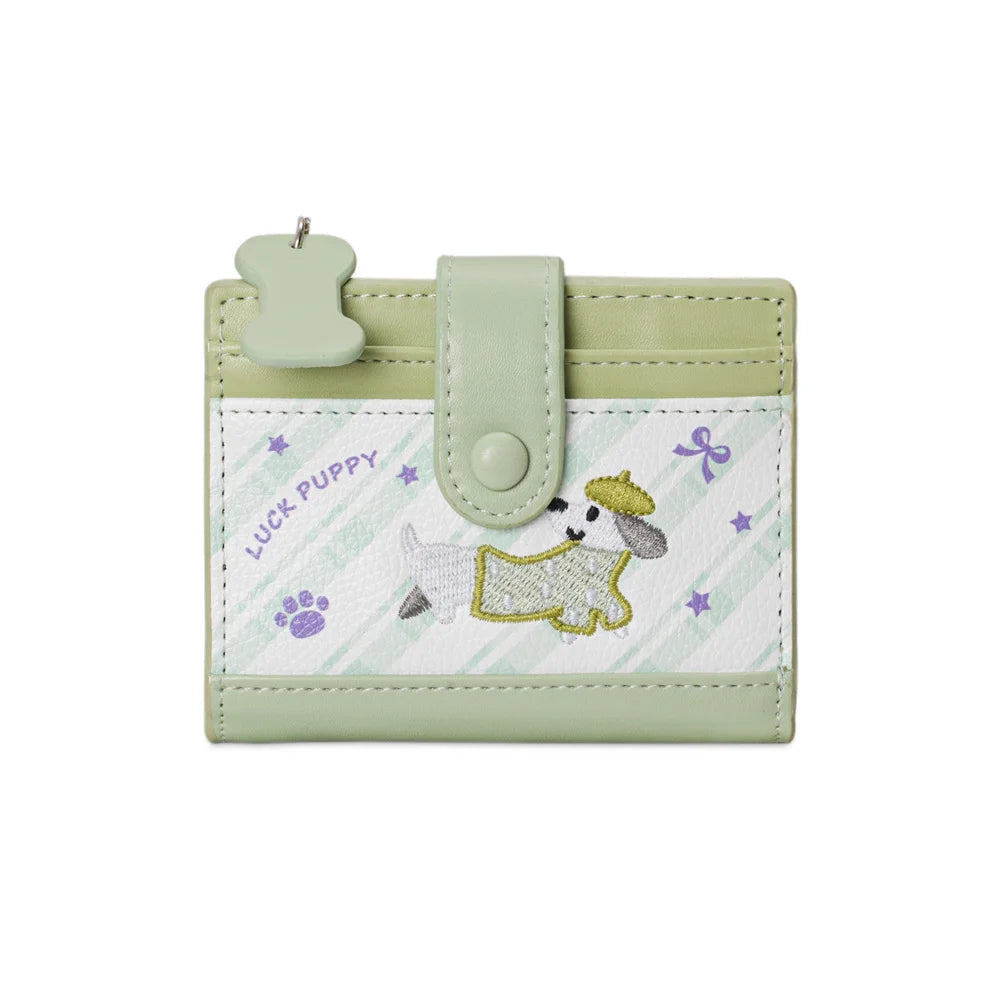 Lässiger koreanischer Stick-Stil Dackel Niedlicher kleiner Geldbeutel Cartoon-Kartenhalter mit mehreren Fächern kurze Clutch Münztasche