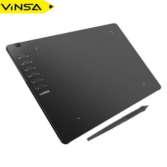 VINSA T1161 Grafiktablett Ultradünnes Kunst-Design-Skizze mit batterielosem Stift 8 Stiftspitzen 8192 Druckstufen