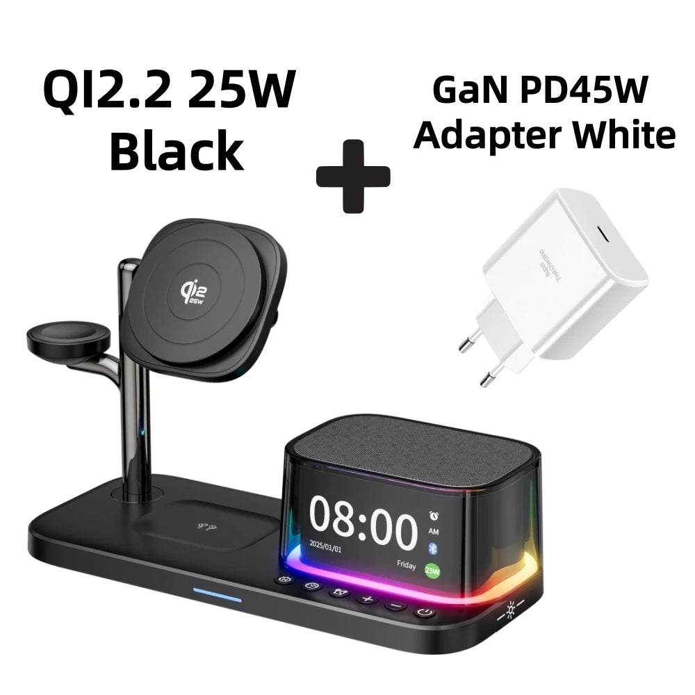 Magnetische 5-in-1 Qi2.2 25W schnelle kabellose Ladestation für Magsafe iPhone 17 16 Pro Max Apple & Galaxy Watch Galaxy S26 S25
