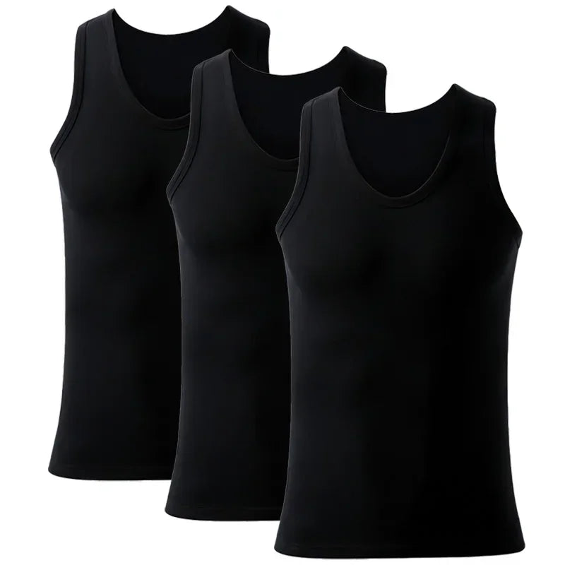 3er-Pack Herren Tanktop Baumwolle Tank Unterhemden Atmungsaktiv Einfarbig Unterwäsche Weste Sommer Ärmelloses Tank A-Shirt Trainings Fitness