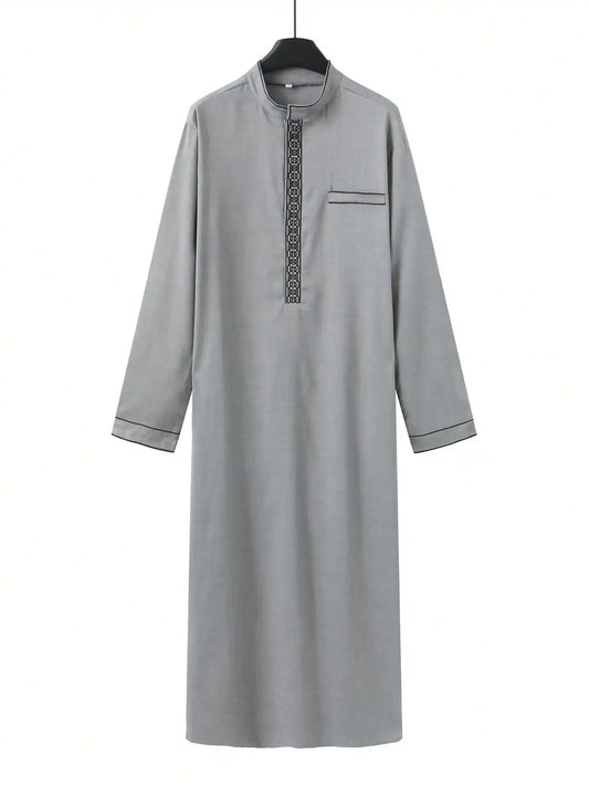New Muslim Traditional Men's Robe Multi colored Elegant Ethnic Embroidery Men's Robe Simple Casual Loose Robe