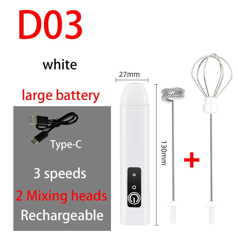 CHAUD Mousseur à lait électrique + Fouet à œufs Recharge sans fil Type-C 3 vitesses Mini batteur à main Mousseur à café Outils de cuisine