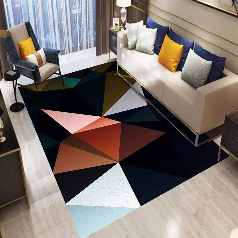 VIKAMA Wohnzimmer Schlafzimmer Fußmatten für Büro und Wohnzimmer Hellbraun und Braun Geometrische Dekorative Teppiche Heimdekoration