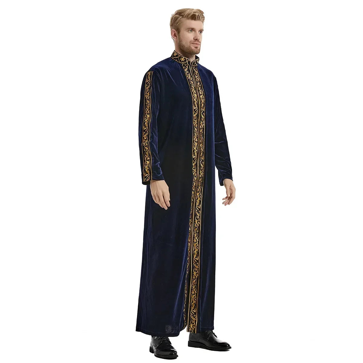 Muslimische Männer Jubba Thobe Islamische Kleidung Samt Kaftan Thoub Arabische Saudi-Robe Kleid Jubah Caftan Thawb Ramadan Gewand Naher Osten