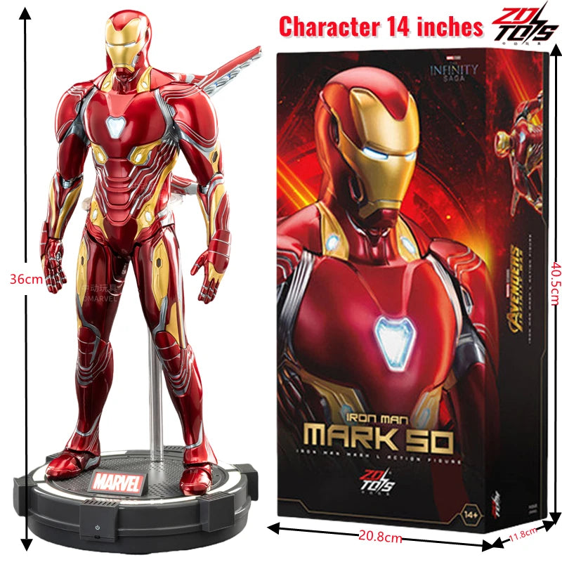 ZDTDS Original 1/5 36CM Iron Man MK50 MK3 LED-Beleuchtung 10-jähriges Jubiläum Tony Stark Modell Actionfigur Geschenk