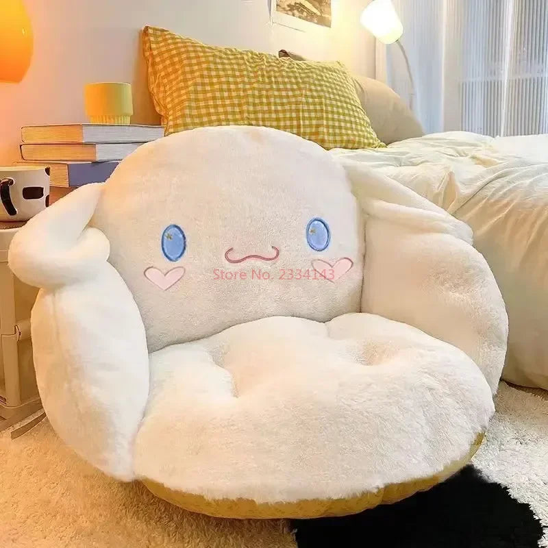 Kawaii Cinnamoroll Grande Taille Mignon Peluche Semi-Entourée Coussin Noir Kuromi Dossier Dortoir Bureau Coussin de Chaise Antidérapant