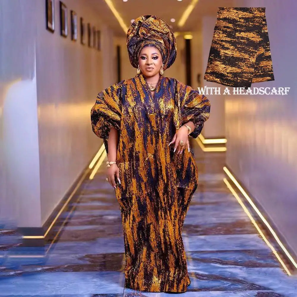 Empfehlen Sie luxuriöse, elegante Damenkleider aus Jacquardstoff, afrikanische Frauen Boubou, gehäkelter Umhang, afrikanische Kleidung