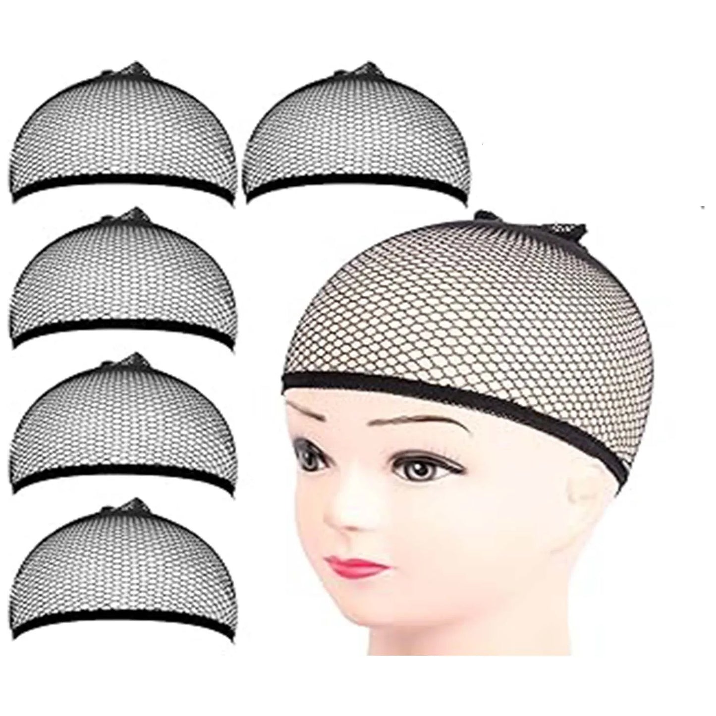 1/3/5 PCS Black Wig Net Caps Durable Elastic Mesh Head Cover Fishnet Hat Close End Hair Styling Accessories for Men and Women