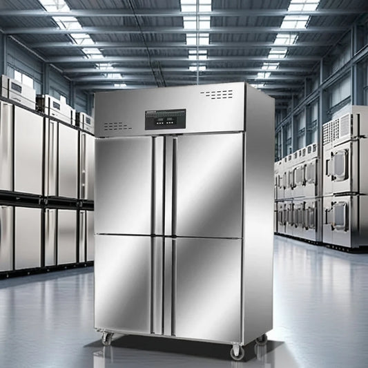 Réfrigérateur Congélateur Commercial 4 Portes - Grand Stockage Vertical Réfrigéré à Air pour Aliments Surgelés, pour Cuisine de Restaurant