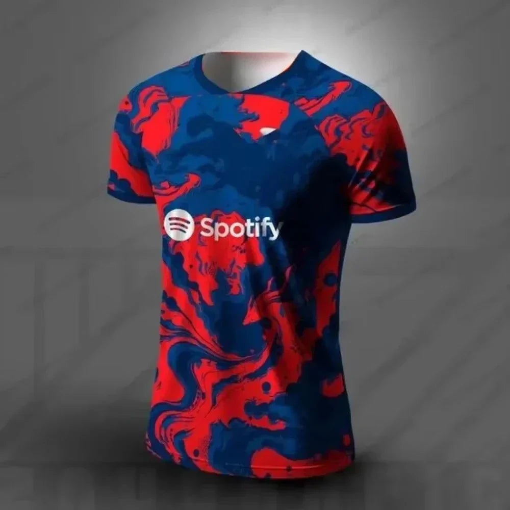 Sommer Barcelona Special Edition Fußballtrikot Herren Damen Bequem Atmungsaktiv Schnelltrocknendes Motorrad Trainings T-Shirt