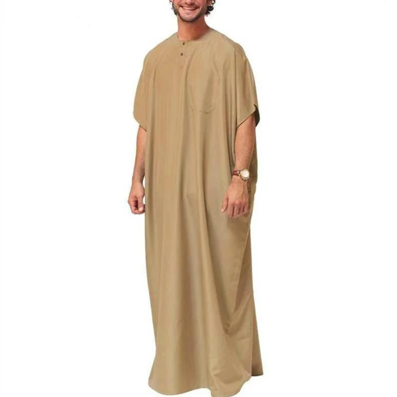 Herren Kurzarm Muslimische Kaftan Roben Freizeit Lose Muslimische Kleidung Sommer Islamische Arabische Kleidung Kaftan Mittlerer Osten